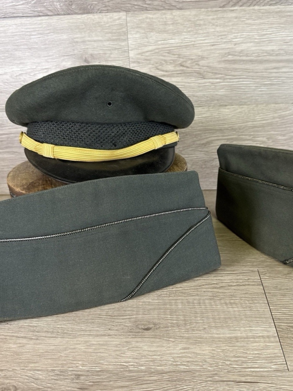 Vintage US Army Garrison Cap Uniform (2) Wool Ace Flight Uniform Hat WWII Era
